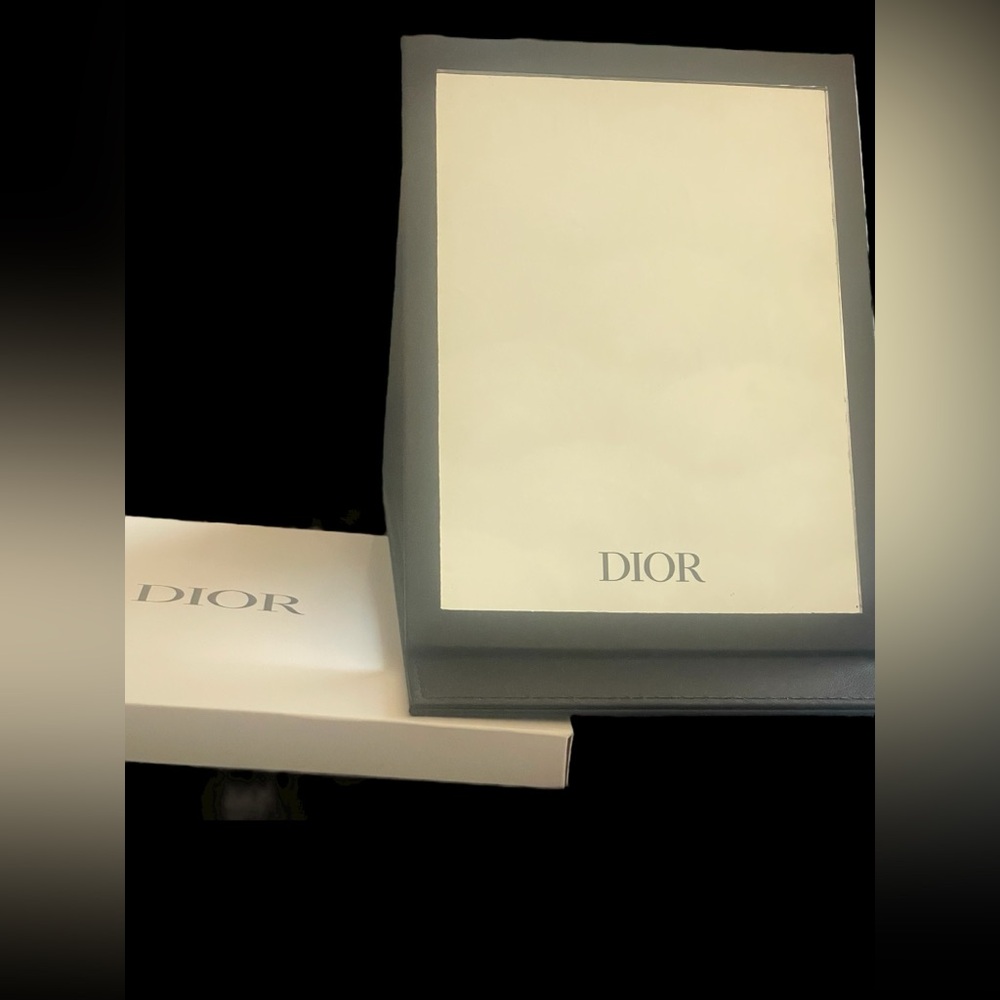 NEW w/Box Dior VIP Black Vegan Leather 7” x 5” Vanity Mirror. For Home or Travel - Picture 3 of 8